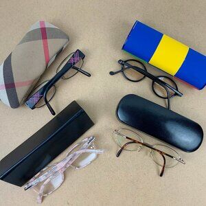 Bundle of 4 Luxury Designer Glasses Frames with Cases in Various Conditions.